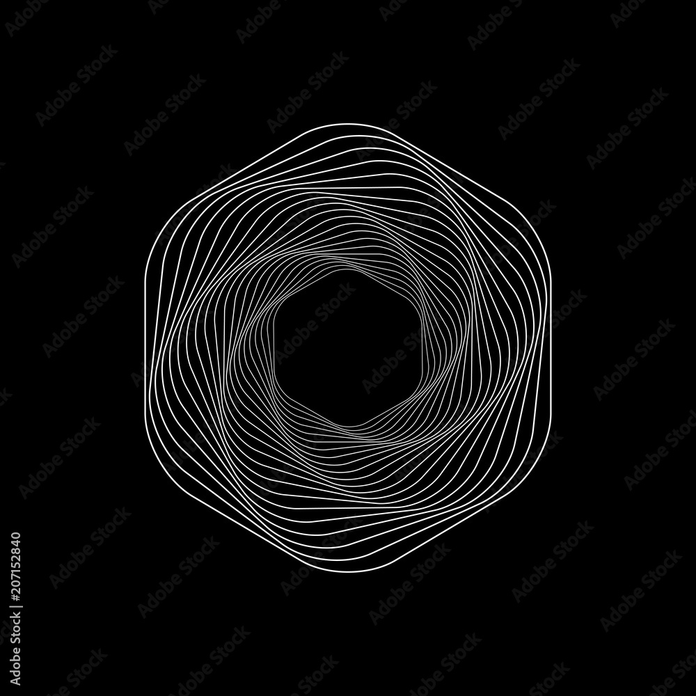 Aufkleber tunnel abstract. twisted lines. logo. wireframe 3d surface tunnel.