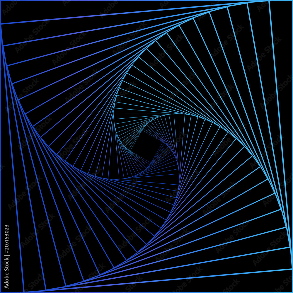 Fototapete tunnel abstract. twisted colored tunnel 3d. twisted lines. logo. wireframe 3d surface tunnel.