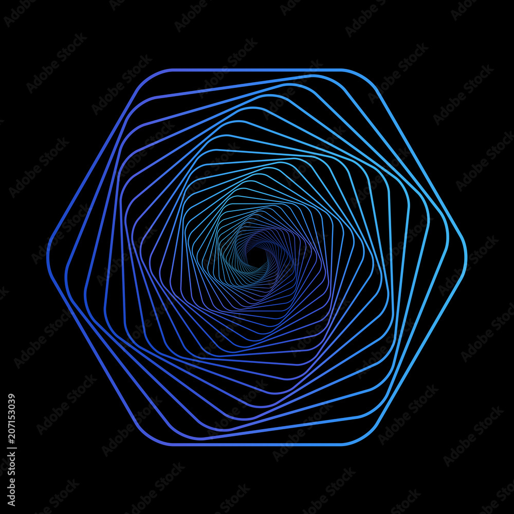 Poster tunnel abstract. twisted colored tunnel 3d. twisted lines. logo. wireframe 3d surface tunnel.