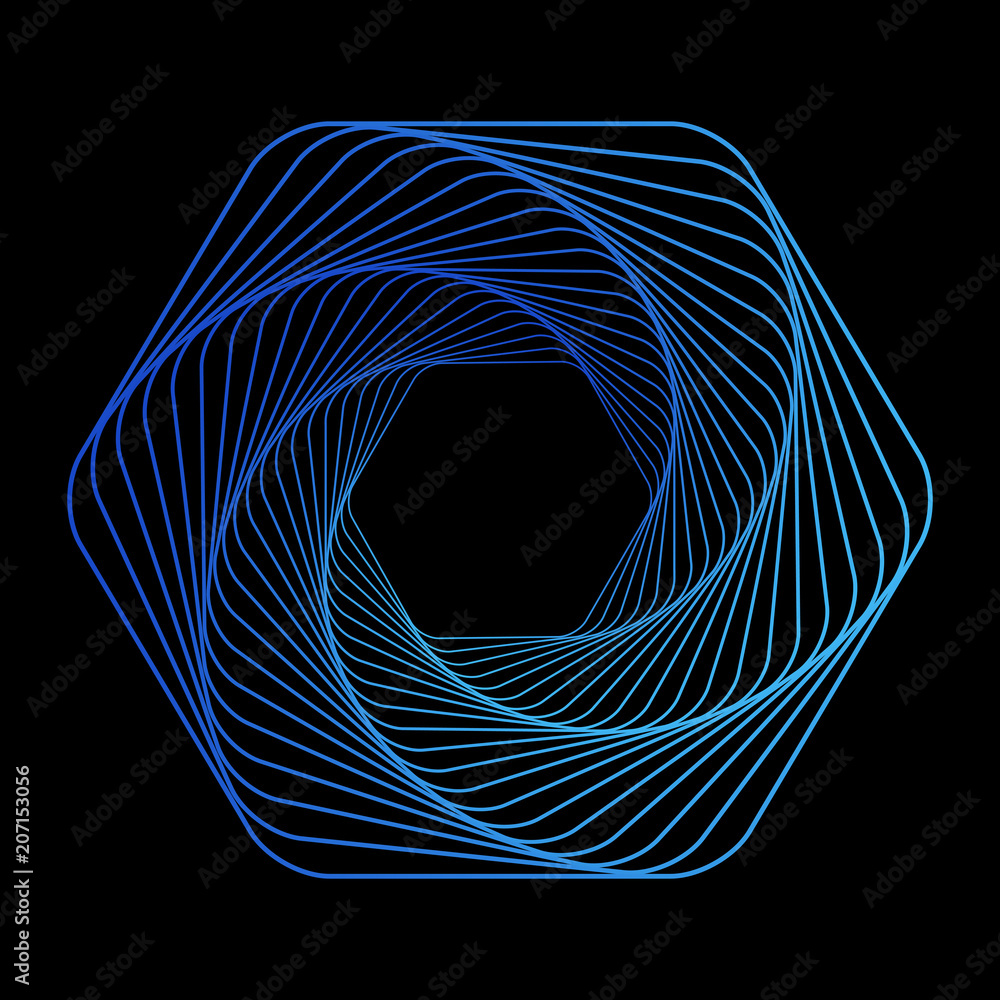 Leinwandbilder Tunnel abstract. Twisted colored tunnel 3d. Twisted lines. Logo. Wireframe 3D surface tunnel.