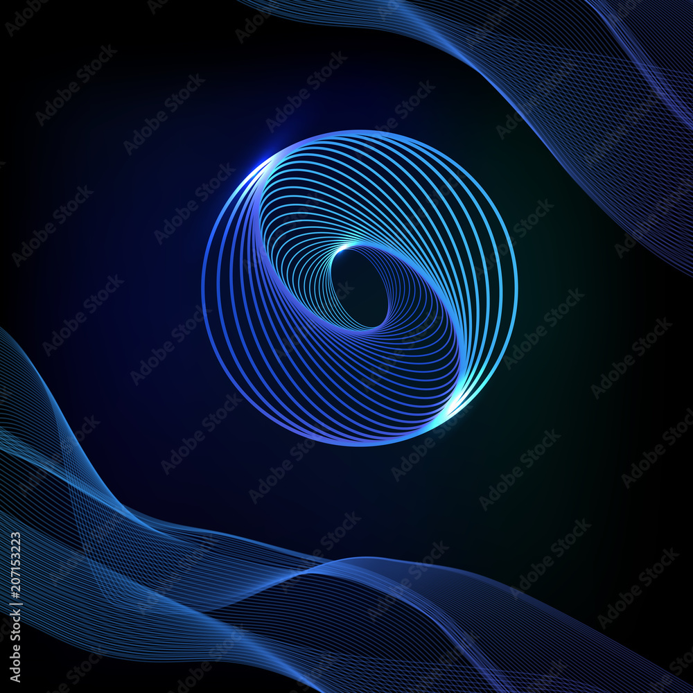 Leinwandbilder sphere glowing light banner on a black background. sphere abstract 3d. abstract technology sphere wi