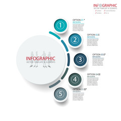 Fototapeta premium Vector abstract element infographics 5 option. Design for business or finance template layout, brochure, workflow, information or presentation and other. Infographis timeline path. Abstract 3D vector.