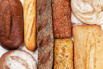 Various crusty bread and buns