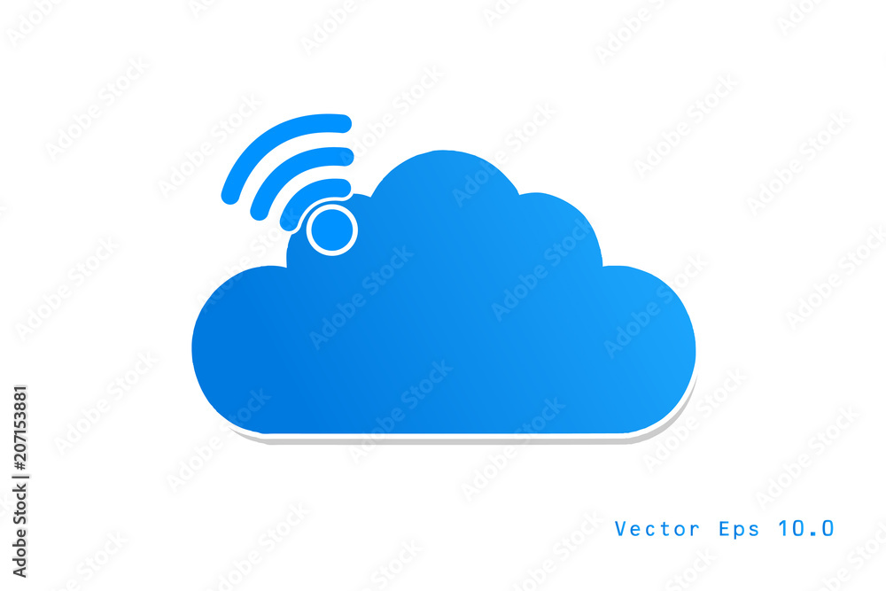 Poster cloud computing with wifi symbol, cloud computing concept vector illustration
