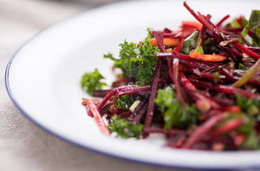 Beet and Carrot Salad with Kale and Sprouts
