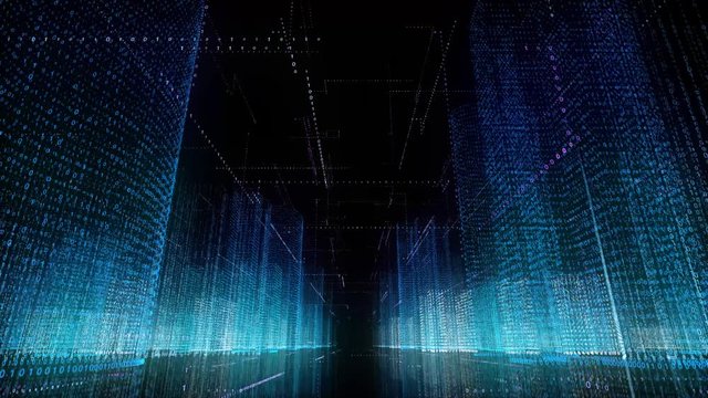 Future collection fly city space abstract infographics wireframe buildings background. seamless looping