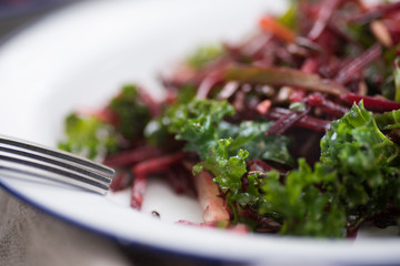 Beet and Carrot Salad with Kale and Sprouts
