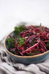Beet and Carrot Salad with Kale and Sprouts
