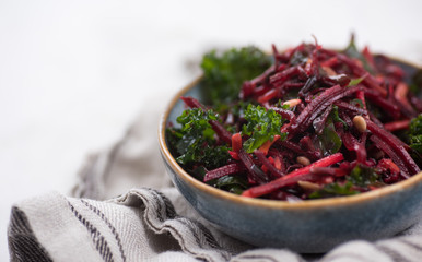 Beet and Carrot Salad with Kale and Sprouts