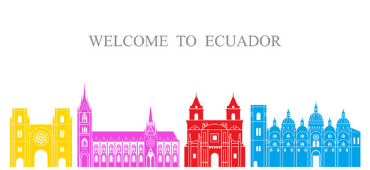 Obraz premium Ecuador set. Isolated Ecuador architecture on white background
