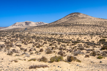 Colorful mountains near  Sotavento Beach in Fuerteventura, Spain