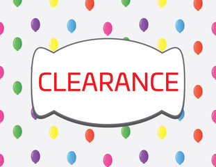 Clearance banner on Gray background and balloons pattern