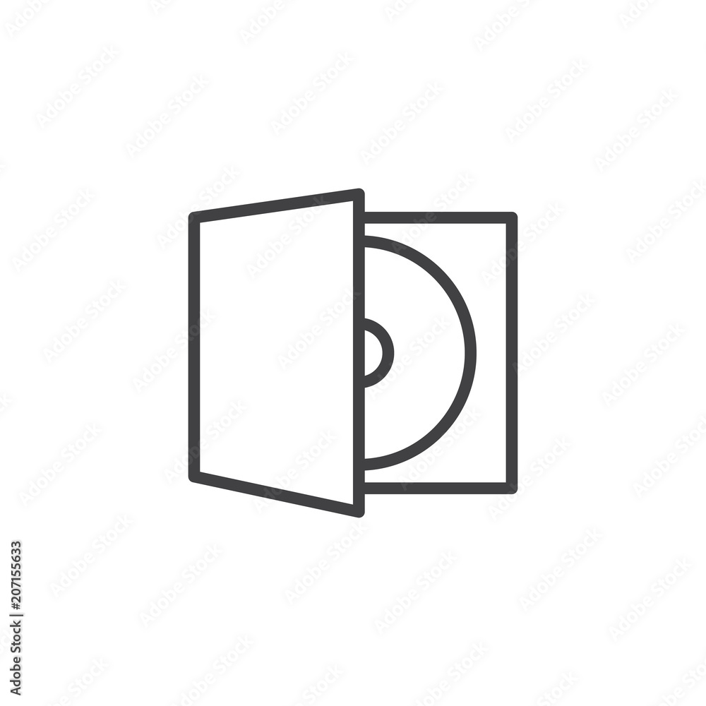 Fototapete Compact disc case outline icon. linear style sign for mobile concept and web design. CD line vector icon. Symbol, logo illustration. Pixel perfect vector graphics