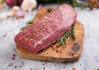 Beef Tenderloin on Wooden cutting Board