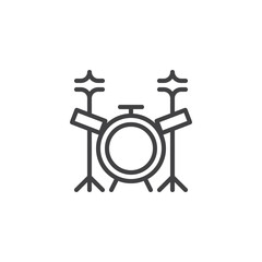 Drum kit outline icon. linear style sign for mobile concept and web design. Music drum set line vector icon. Symbol, logo illustration. Pixel perfect vector graphics