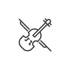 Fototapeta premium Violin outline icon. linear style sign for mobile concept and web design. Classical musical instrument simple line vector icon. Symbol, logo illustration. Vector graphics