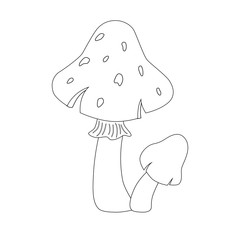 Colorless funny cartoon red mushrooms . Vector illustration. Col