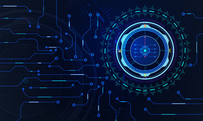 Abstract HUD Scifi Futuristic Compass Navigator With Communication Circuit Board Concept Illustration Vector © Pakpoom