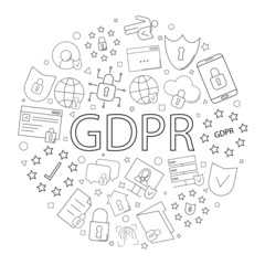 Fototapeta premium GDPR background from line icon. Linear vector pattern. 