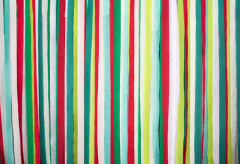 Handmade Vertical Stripes Background in Green, Red, and White Colors