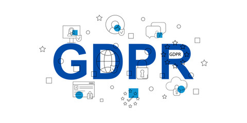 GDPR vector banner. Word with line icon. Vector background