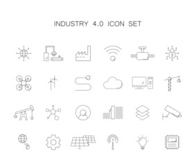 Industry 4.0 icon set. Line icon vector.