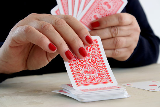 Woman playing cards
