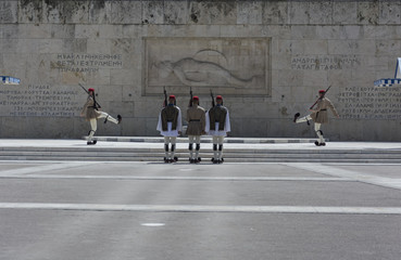 Greece Athens May 19-2018 building of the Presidency..Ceremonial changing of the guard in front of the Greek Parliament