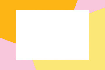 white rectangle frame on colorful pastel soft paper background cosmetics for copy space message, minimal flat lay style for fashionable cosmetics pastel color top view wallpaper geometric overlays