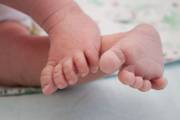 Pregnancy, maternity, preparation and expectation motherhood, giving birth concept. Newborn baby feet