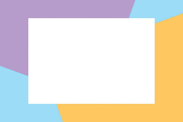 white rectangle frame on colorful pastel soft paper background cosmetics for copy space message, minimal flat lay style for fashionable cosmetics pastel color top view wallpaper geometric overlays