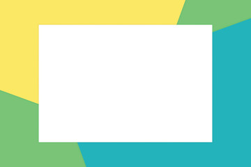 white rectangle frame on colorful pastel soft paper background cosmetics for copy space message, minimal flat lay style for fashionable cosmetics pastel color top view wallpaper geometric overlays