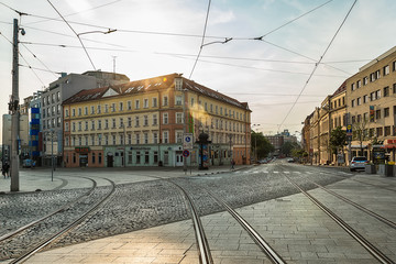 Bratislava, Slovakia - May 24, 2018: Street in the center of Bratislava in the early morning hours.