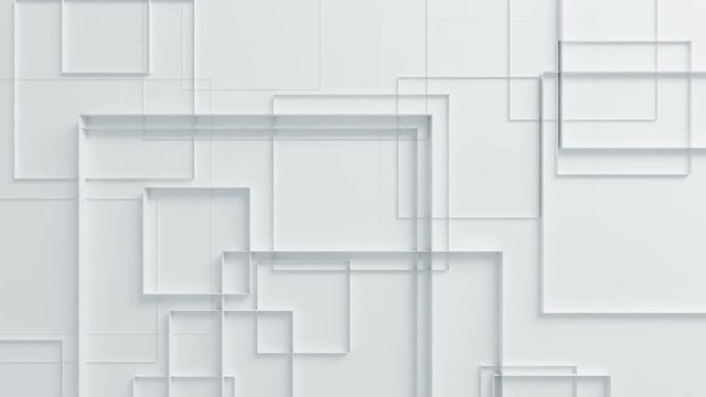 Beautiful White Squares on Surface Moving in Seamless 3d Animation. Abstract Motion Design Background. Computer Generated Process. 4k UHD 3840x2160.