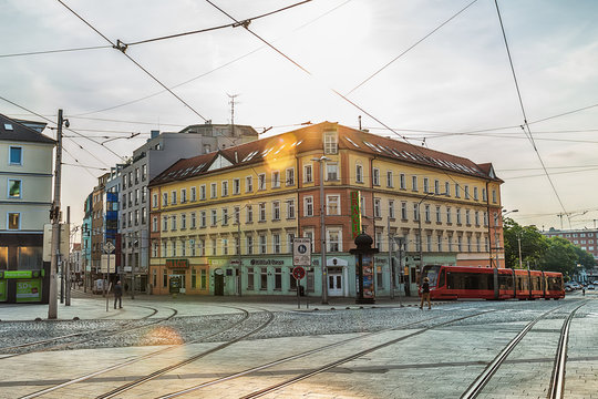 Bratislava, Slovakia - May 24, 2018: Street in the center of Bratislava in the early morning hours.