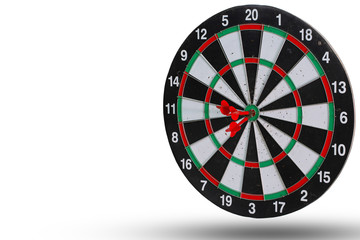 dartboard with arrows hitting the center target and chipping path ,setting the goals of life