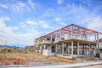 construction residential new house in progress at building site