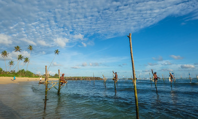 Local fishermen fishing in unique style