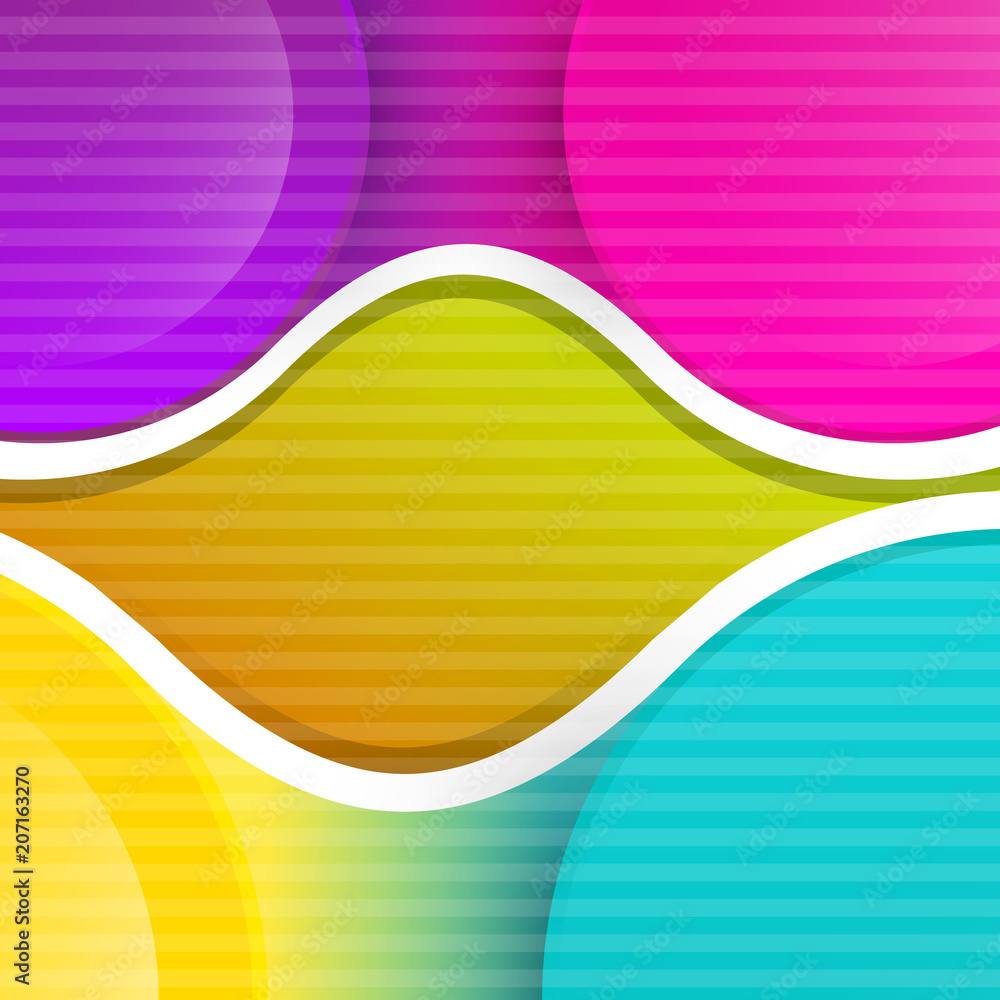 Aufkleber abstract vector colorful retro background with curves, shapes and circles. modern backdrop for graph