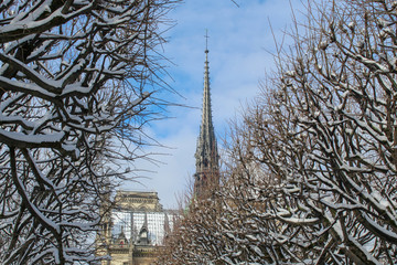 Notre-Dame de Paris under the snow