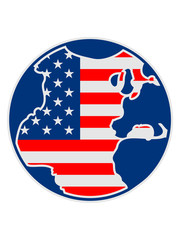 erde welt rund kreis strand urlaub map land amerika vereinigte staaten sterne 3 farben USA nation blau weiß rot flagge design logo cool