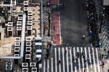 Metropolitan downtown street view from the top