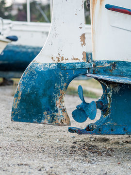 Close-up of an old boat on the beach