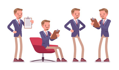 Fototapeta premium Male office secretary doing administrative work