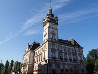 Awesome historical town hall building in european city center of BIELSKO-BIALA in Poland