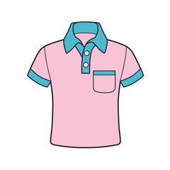 Pink polo shirt vector isolated.