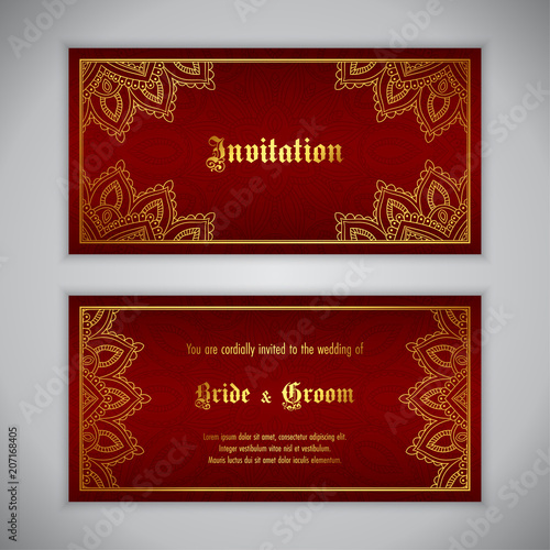 Luxury Wedding Invitation With Golden Ornament Vector Ilration Luxury Wedding Invitation With Golden Ornament Vector Ilration