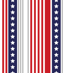 Festive seamless background in national colors USA red white blue. Strips and stars, fireworks Great idea for decorating the holiday on July 4th, Independence memory Days, barbecue party