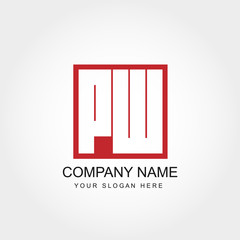 Initial Letter PW Logo Vector Design