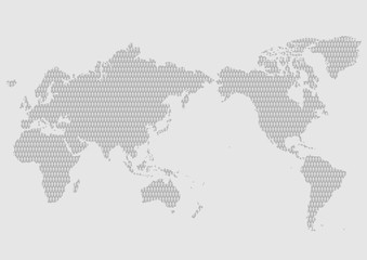 世界地図（日本中心）のイラスト: 人々の模様